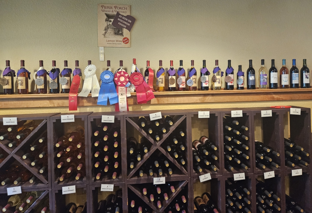 Pieper Porch display of wine bottles