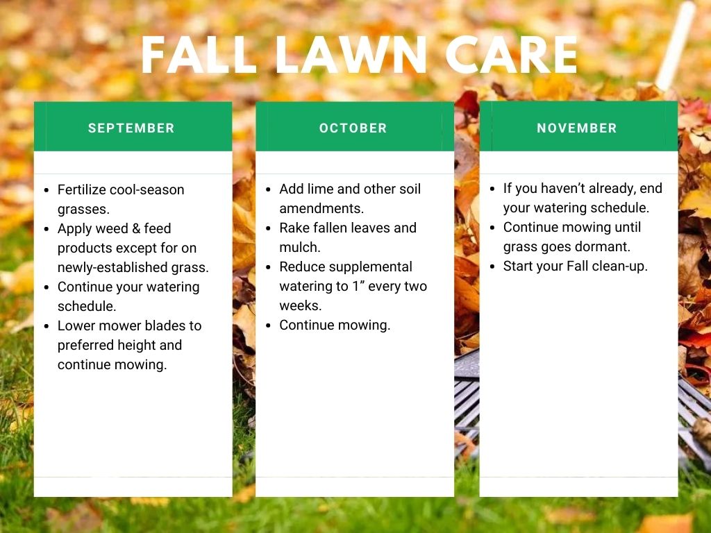 Chart showing fall lawn care advice