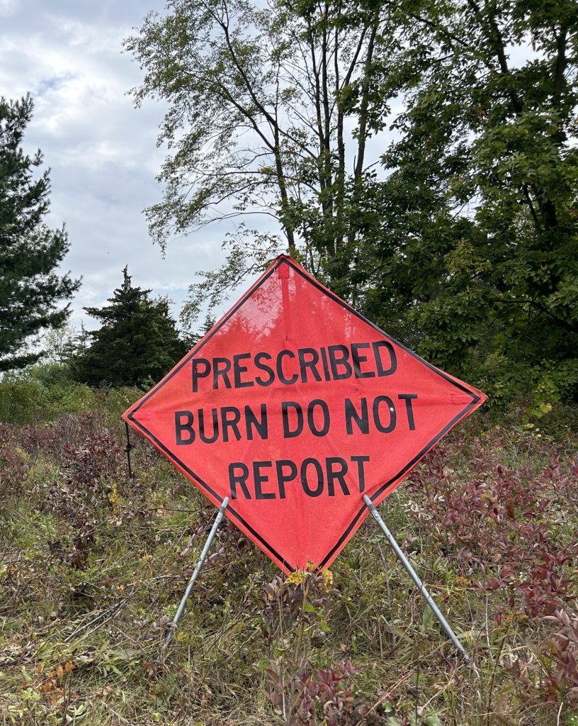 Sign for prescribed burn area
